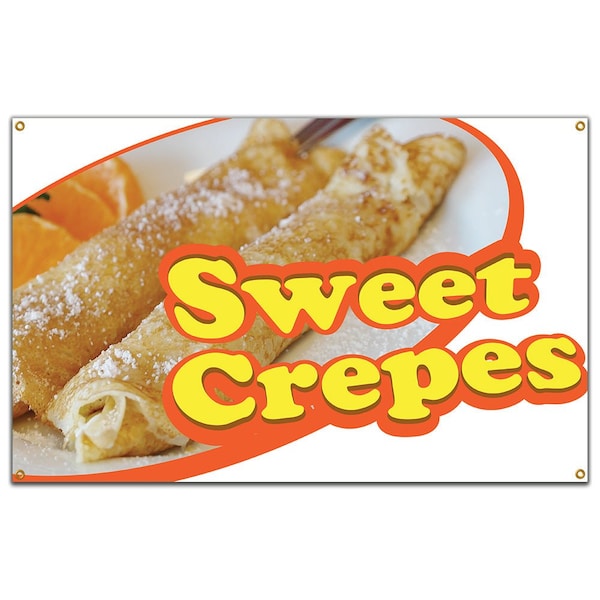 Signmission Sweet Crepes Banner Concession Stand Food Truck Single Sided B-96 Sweet Crepes19 - main